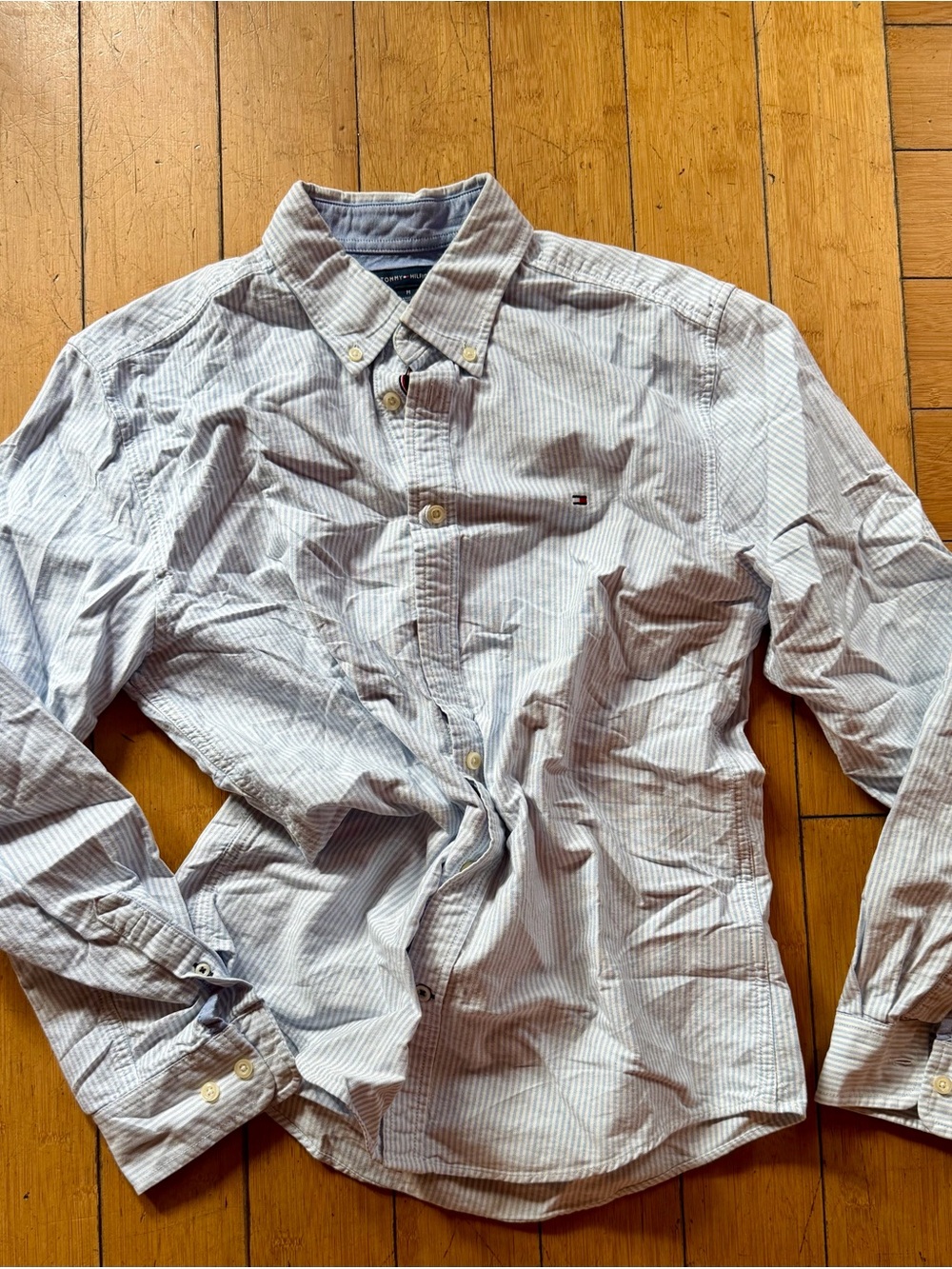 Tommy Hilfiger Light Blue & White Pinstripe Button-Down Shirt